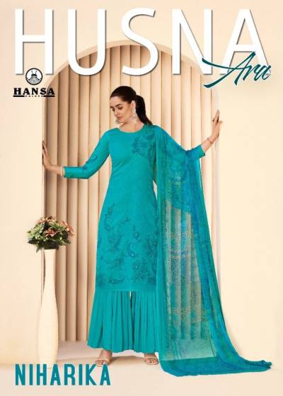 Hansa Ara Niharika By Husna Digital Printed Handwork Beautiful Suit Collection